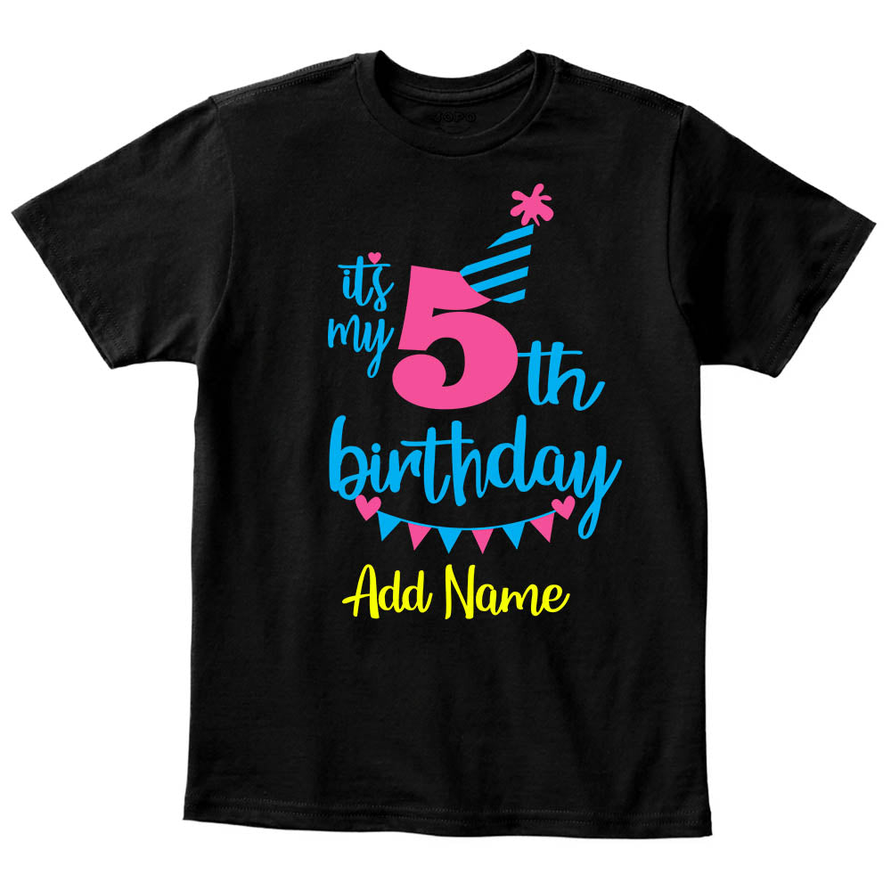 Happy 5th Birthday Custom Name Kids T-Shirt