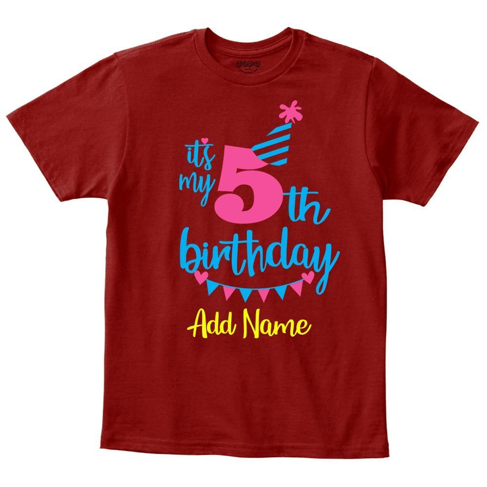 Happy 5th Birthday Custom Name Kids T-Shirt