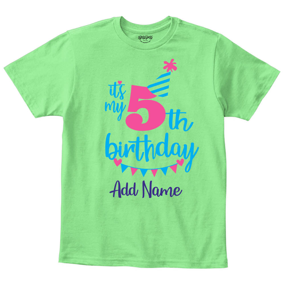 Happy 5th Birthday Custom Name Kids T-Shirt
