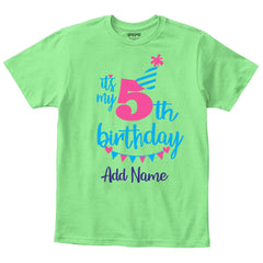 Happy 5th Birthday Custom Name Kids T-Shirt