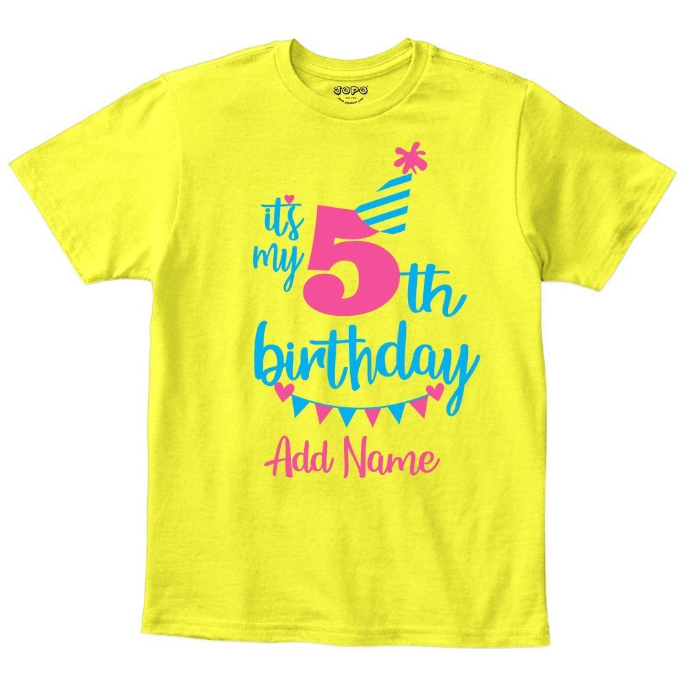 Happy 5th Birthday Custom Name Kids T-Shirt