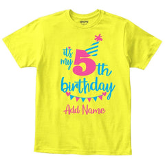 Happy 5th Birthday Custom Name Kids T-Shirt