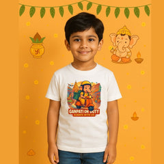 Ganesha on Modak Delivery Duty Kids T-Shirt for Ganesh Chaturthi