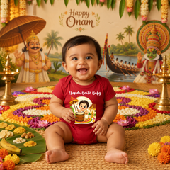 Happy Onam Romper for Babies | Premium Cotton Festival Wear