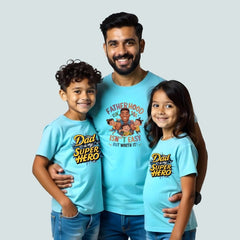 Dad is my Superhero - Fatherhood Matching Funny Combo Tees
