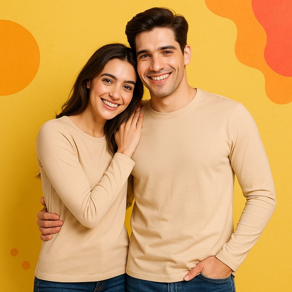 Full Sleeve Couple T Shirt-Skin