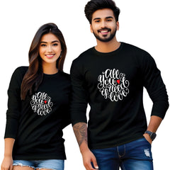 Full sleeve printed couple T Shirt