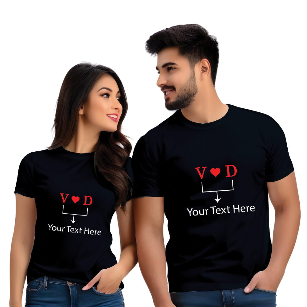 Half Sleeve Couples  Name Printed  T Shirt