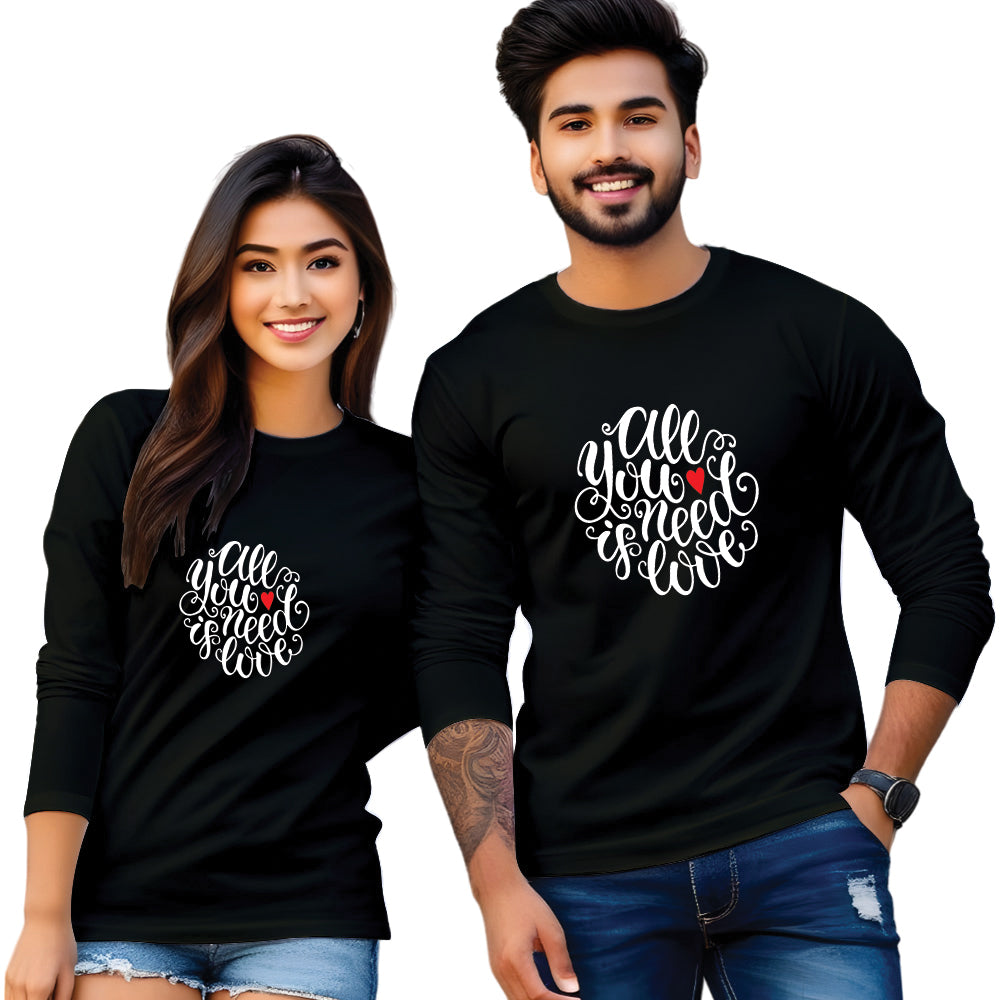 Full sleeve printed couple T Shirt