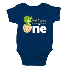 Dino Half Way to One Half Birthday Onesie or T Shirt Kid Boy and Girl 6months