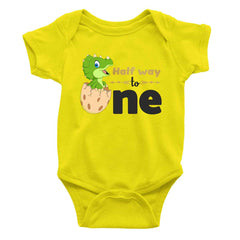 Dino Half Way to One Half Birthday Onesie or T Shirt Kid Boy and Girl 6months