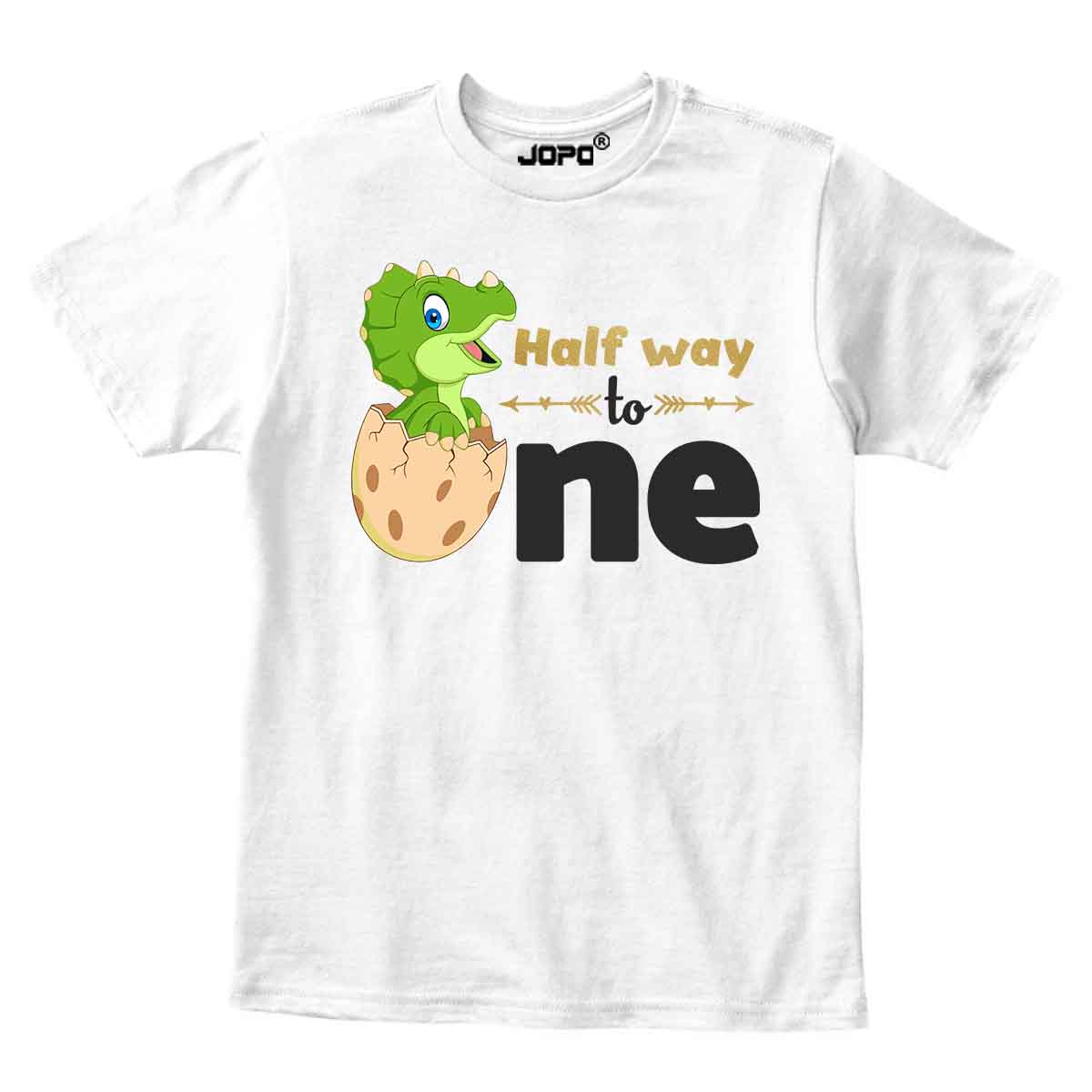 Dino Half Way to One Half Birthday Onesie or T Shirt Kid Boy and Girl 6months