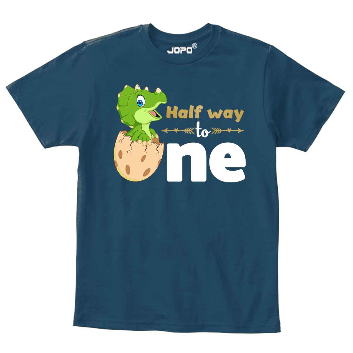 Dino Half Way to One Half Birthday Onesie or T Shirt Kid Boy and Girl 6months