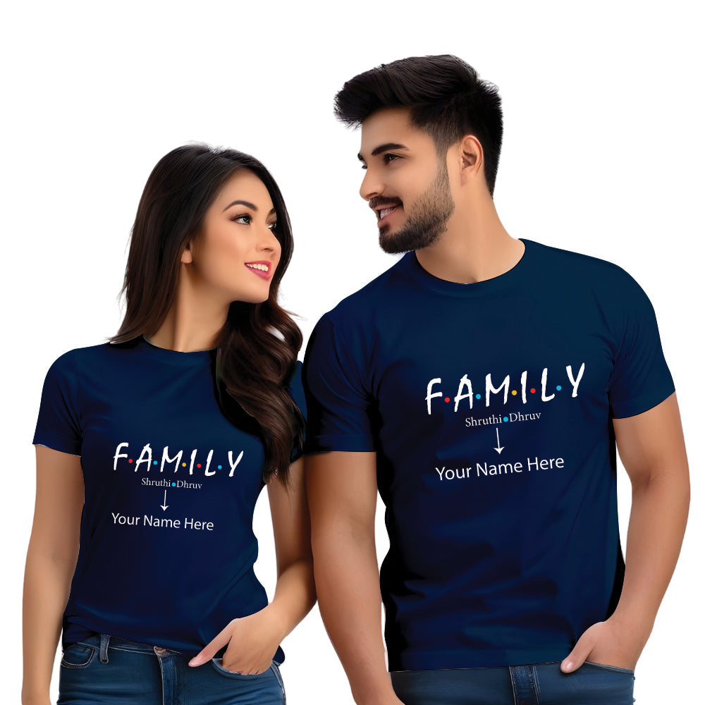 Family  Half Sleeve Printed Couple T-shirt