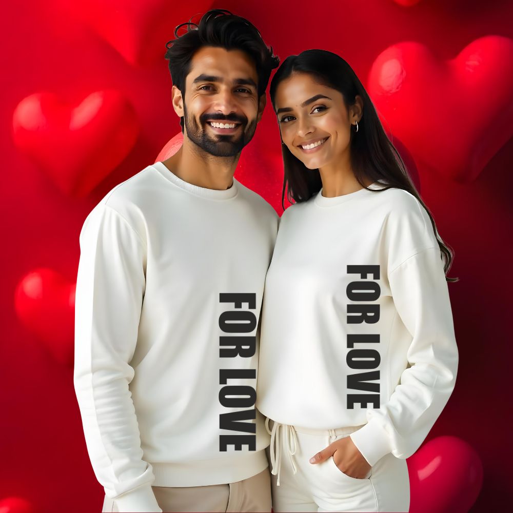 For Love Couple Sweatshirts White