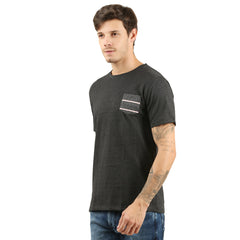 Grey Pocket Round Neck Men's T-shirt