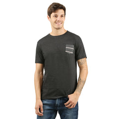 Grey Pocket Round Neck Men's T-shirt