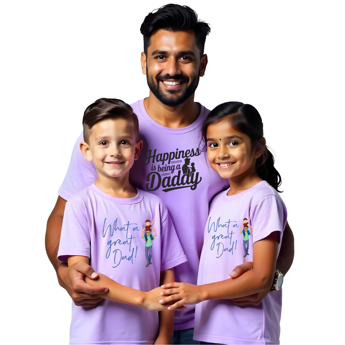 Happiness is being Daddy - What a Great Dad Twinning Dad and Kids Tees