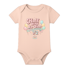 Half Birthday Baby Romper with Custom Name Print