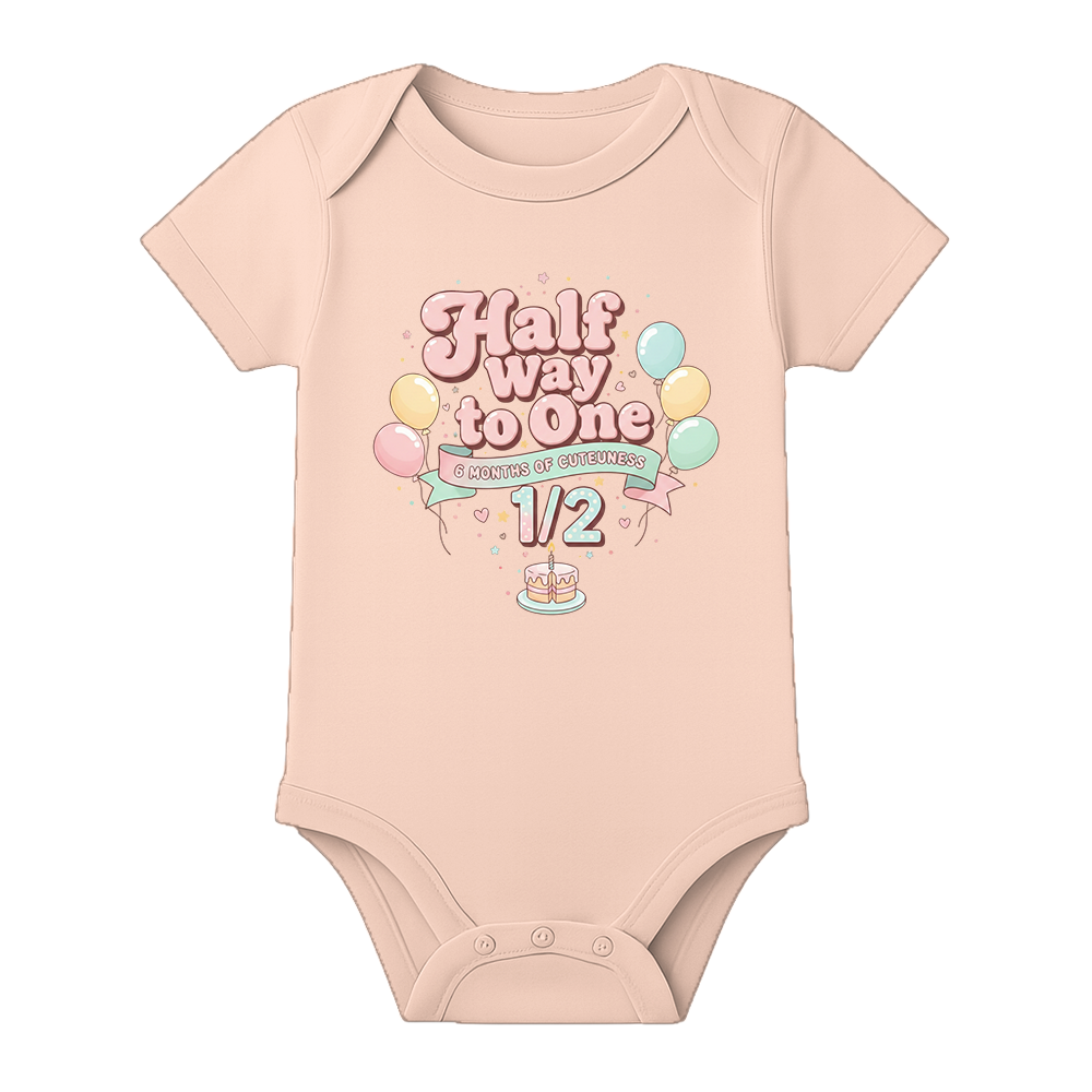 Half Birthday Baby Romper with Custom Name Print