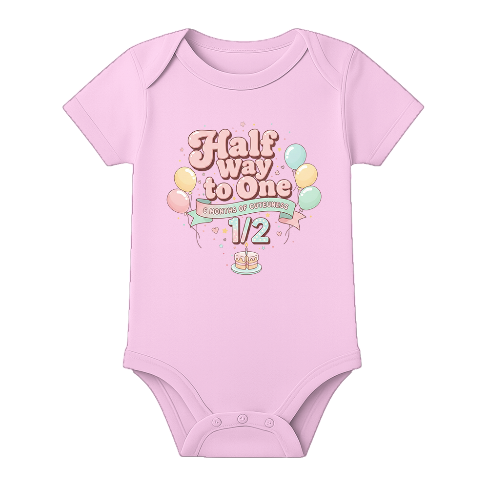 Half Birthday Baby Romper with Custom Name Print