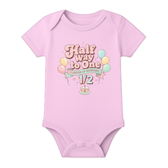 Half Birthday Baby Romper with Custom Name Print