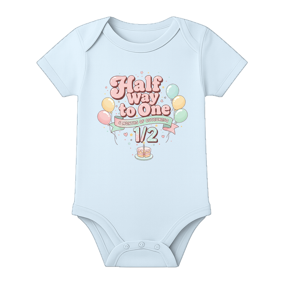 Half Birthday Baby Romper with Custom Name Print