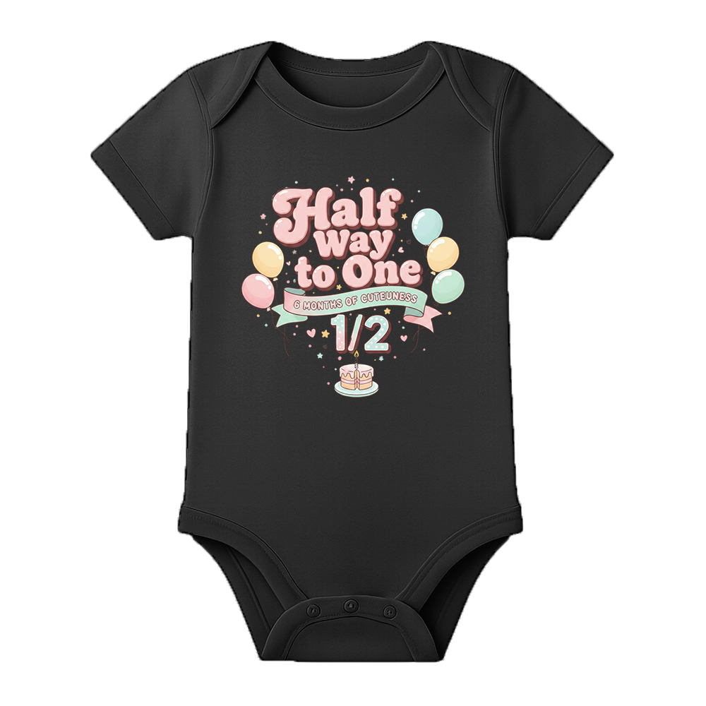 Half Birthday Baby Romper with Custom Name Print