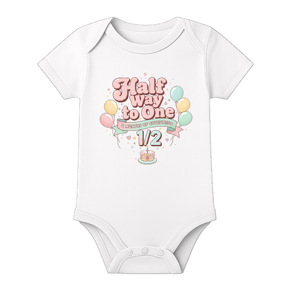 Half Birthday Baby Romper with Custom Name Print