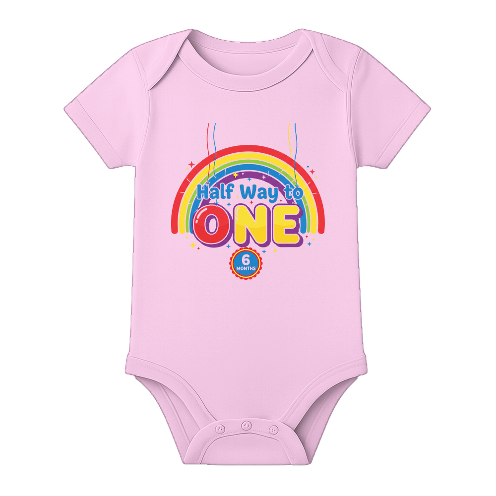 Half Birthday Baby Onesie with Name and Age Print