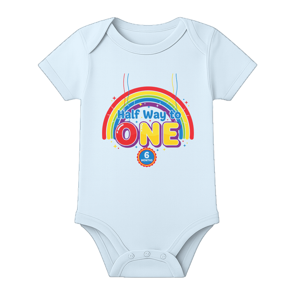 Half Birthday Baby Onesie with Name and Age Print