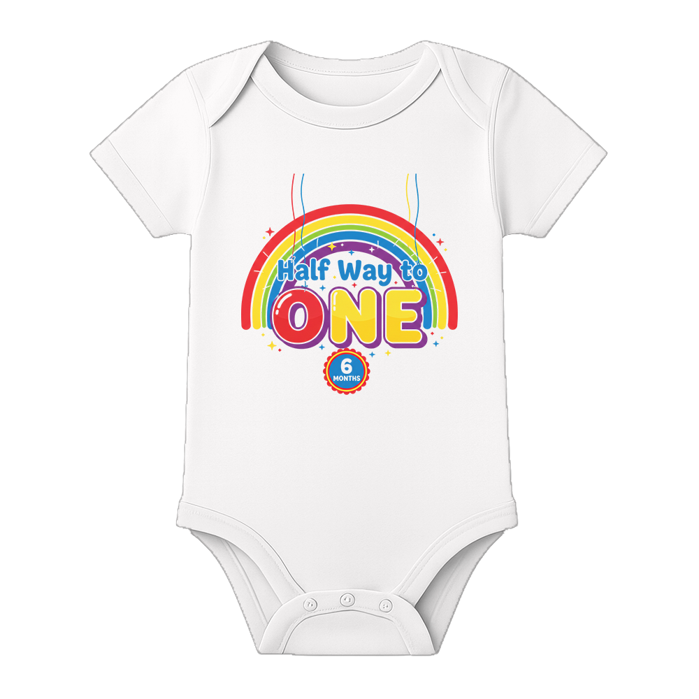 Half Birthday Baby Onesie with Name and Age Print