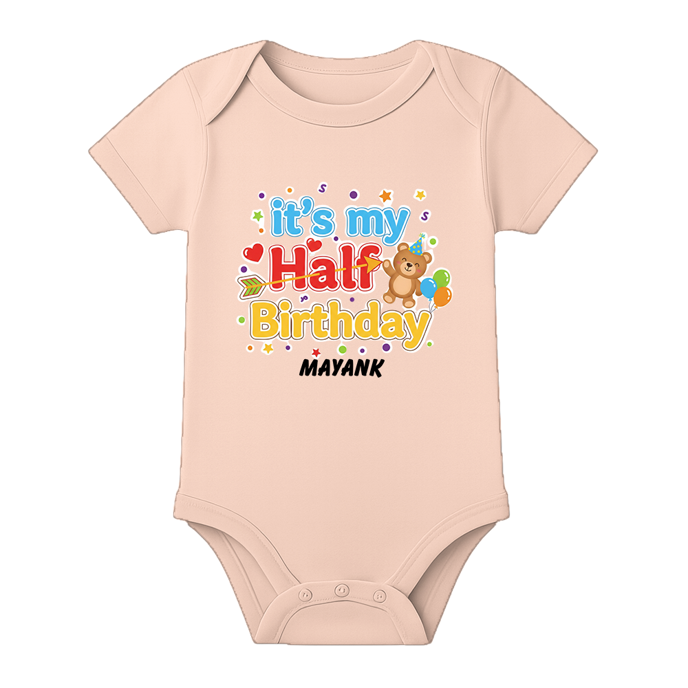 Half Birthday Celebration Baby Romper Customizable