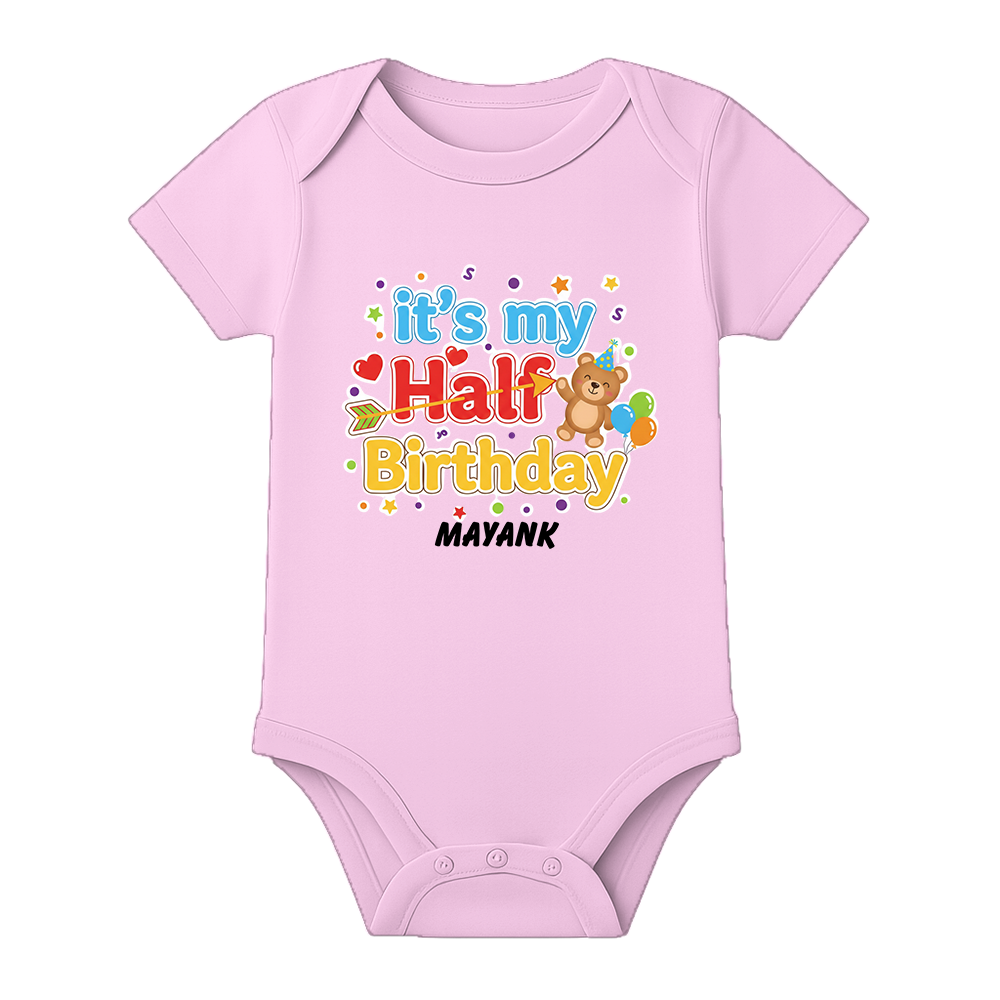 Half Birthday Celebration Baby Romper Customizable