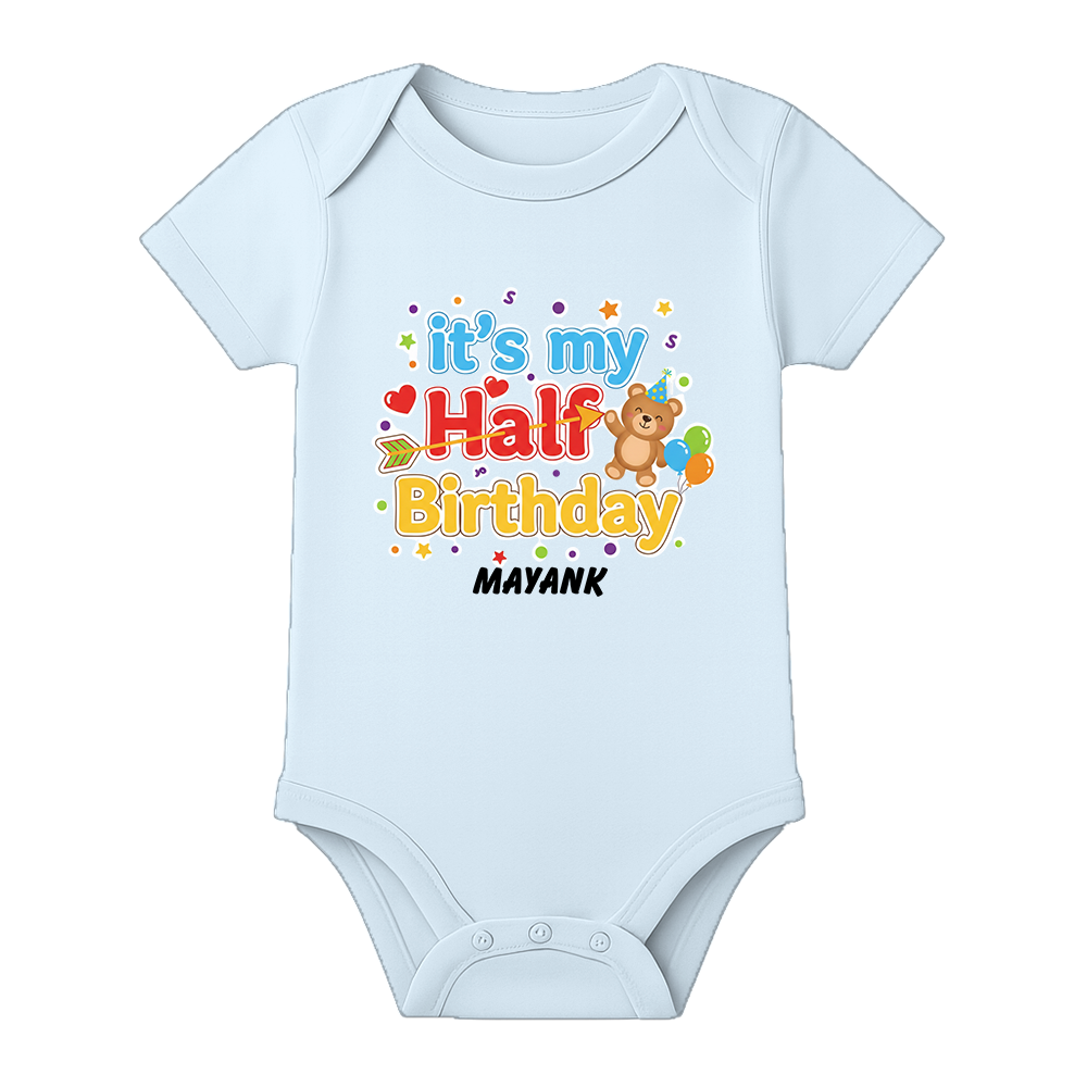 Half Birthday Celebration Baby Romper Customizable