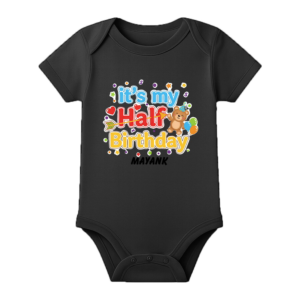 Half Birthday Celebration Baby Romper Customizable