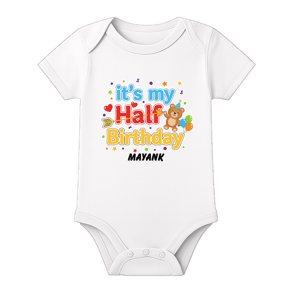 Half Birthday Celebration Baby Romper Customizable