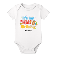 Half Birthday Celebration Baby Romper Customizable