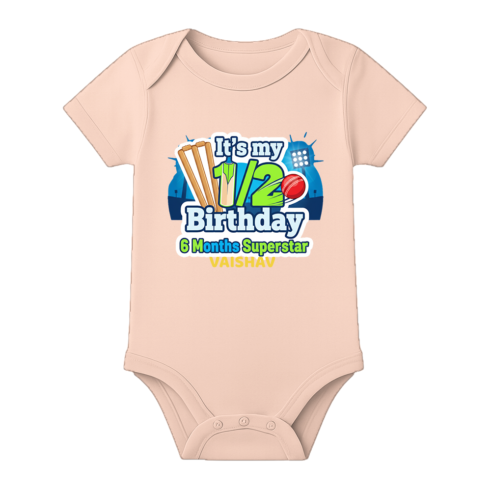 Half Birthday Baby Outfit Custom Name Printed Romper