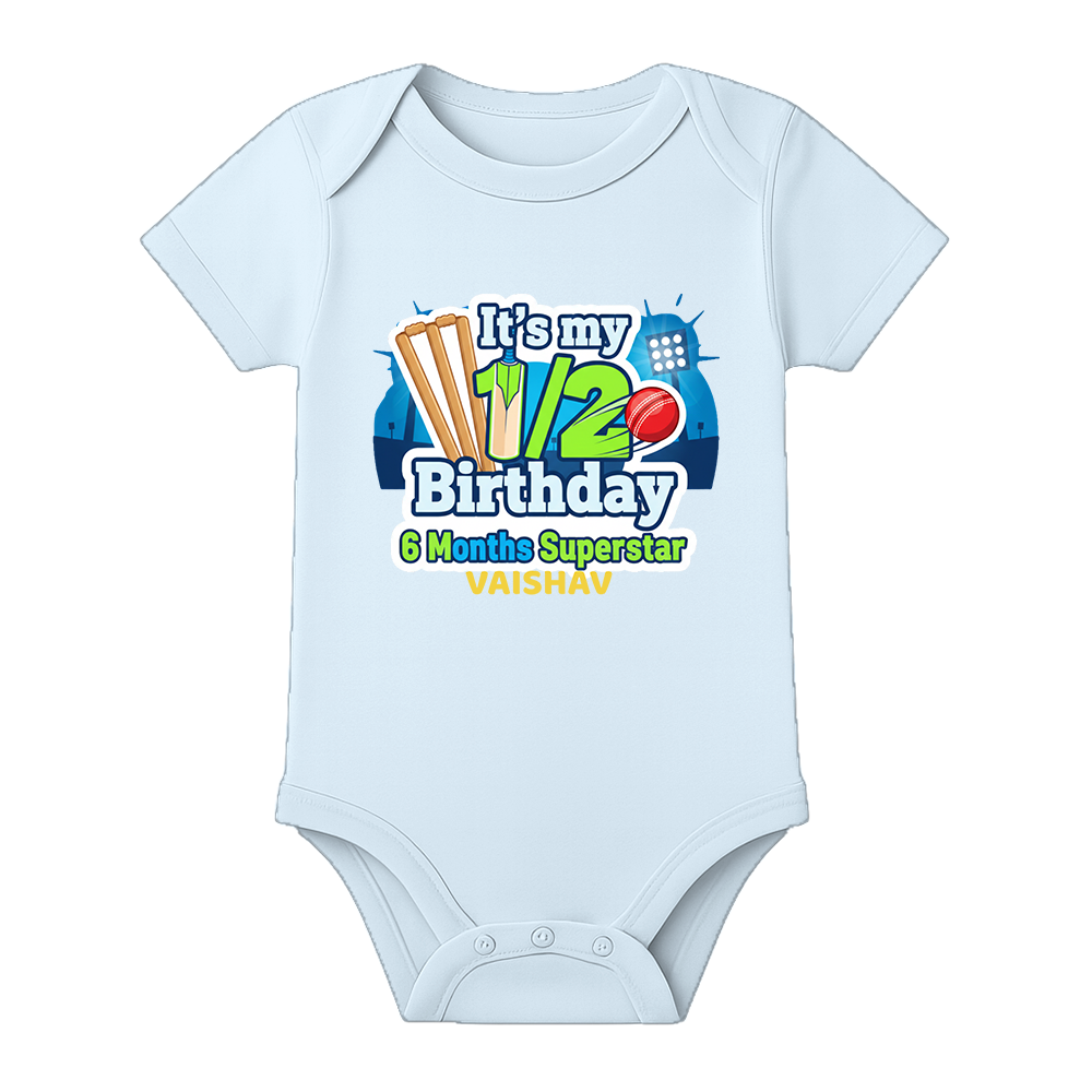 Half Birthday Baby Outfit Custom Name Printed Romper
