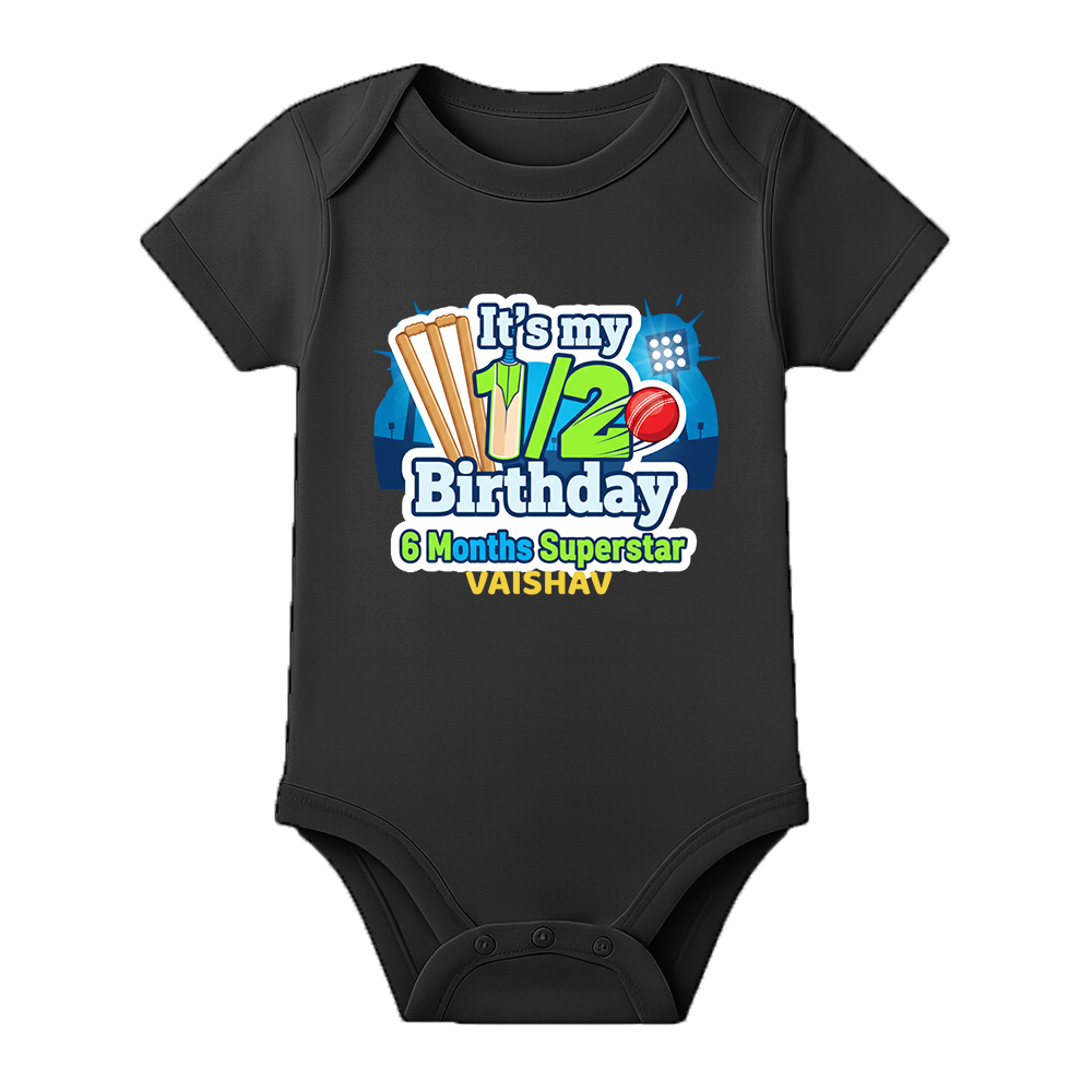Half Birthday Baby Outfit Custom Name Printed Romper