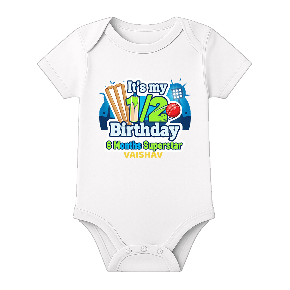 Half Birthday Baby Outfit Custom Name Printed Romper