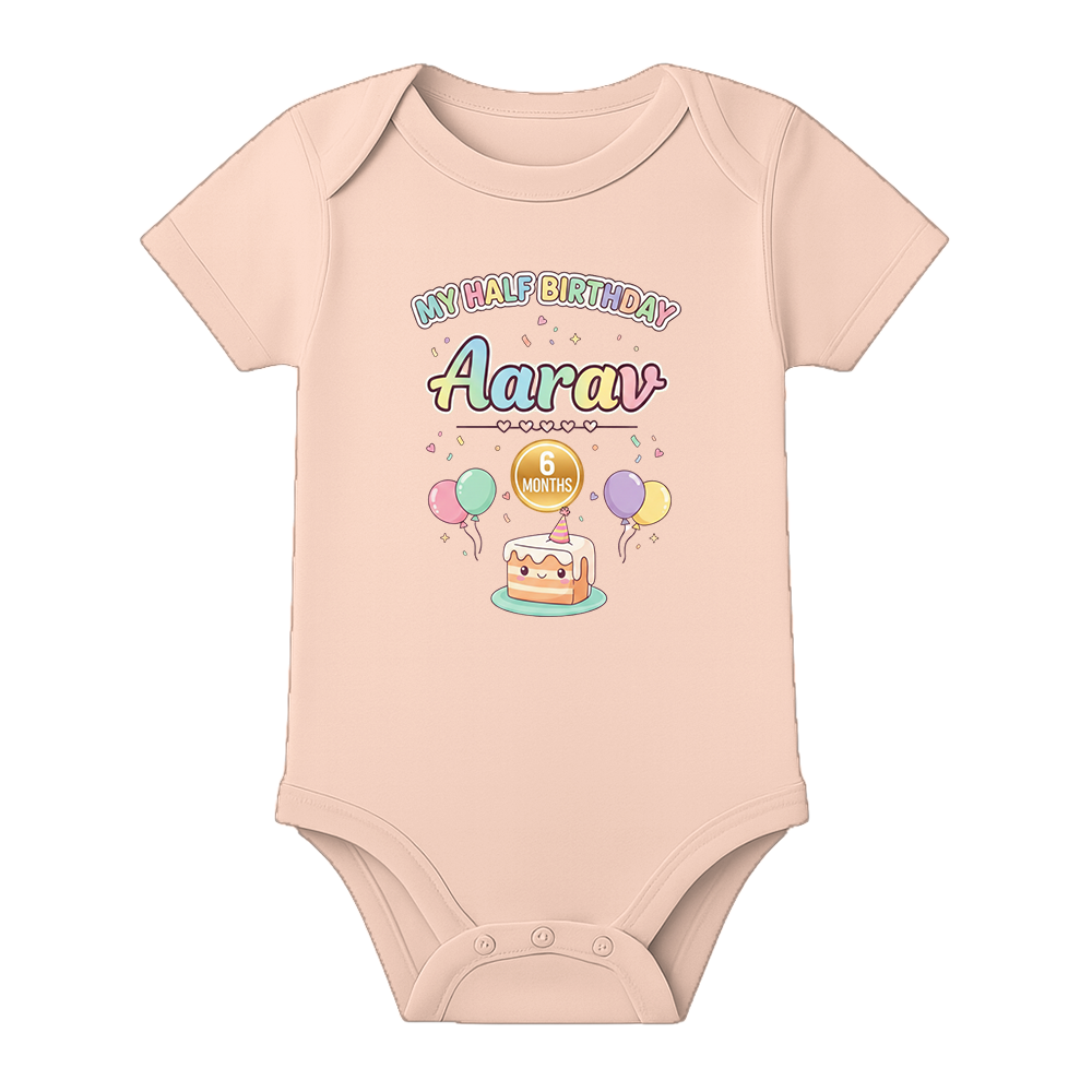 Half Birthday Custom Name Baby Bodysuit