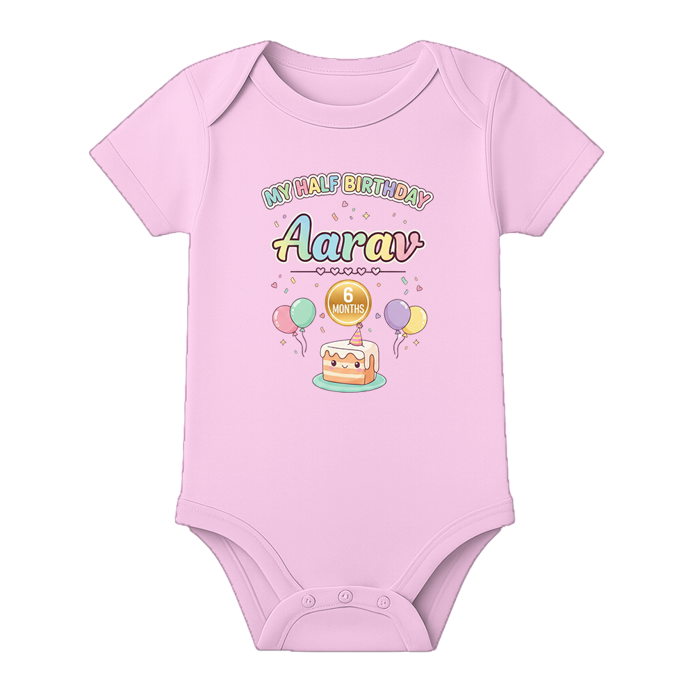 Half Birthday Custom Name Baby Bodysuit