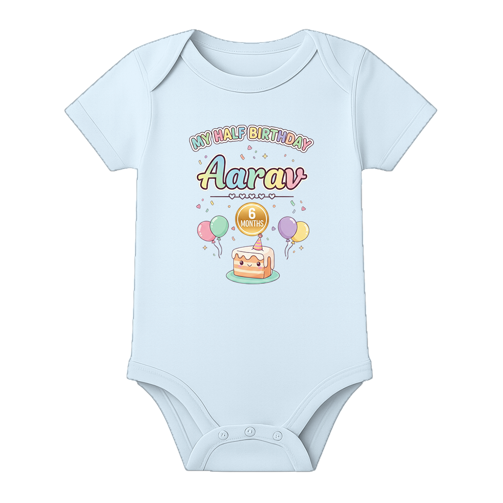 Half Birthday Custom Name Baby Bodysuit