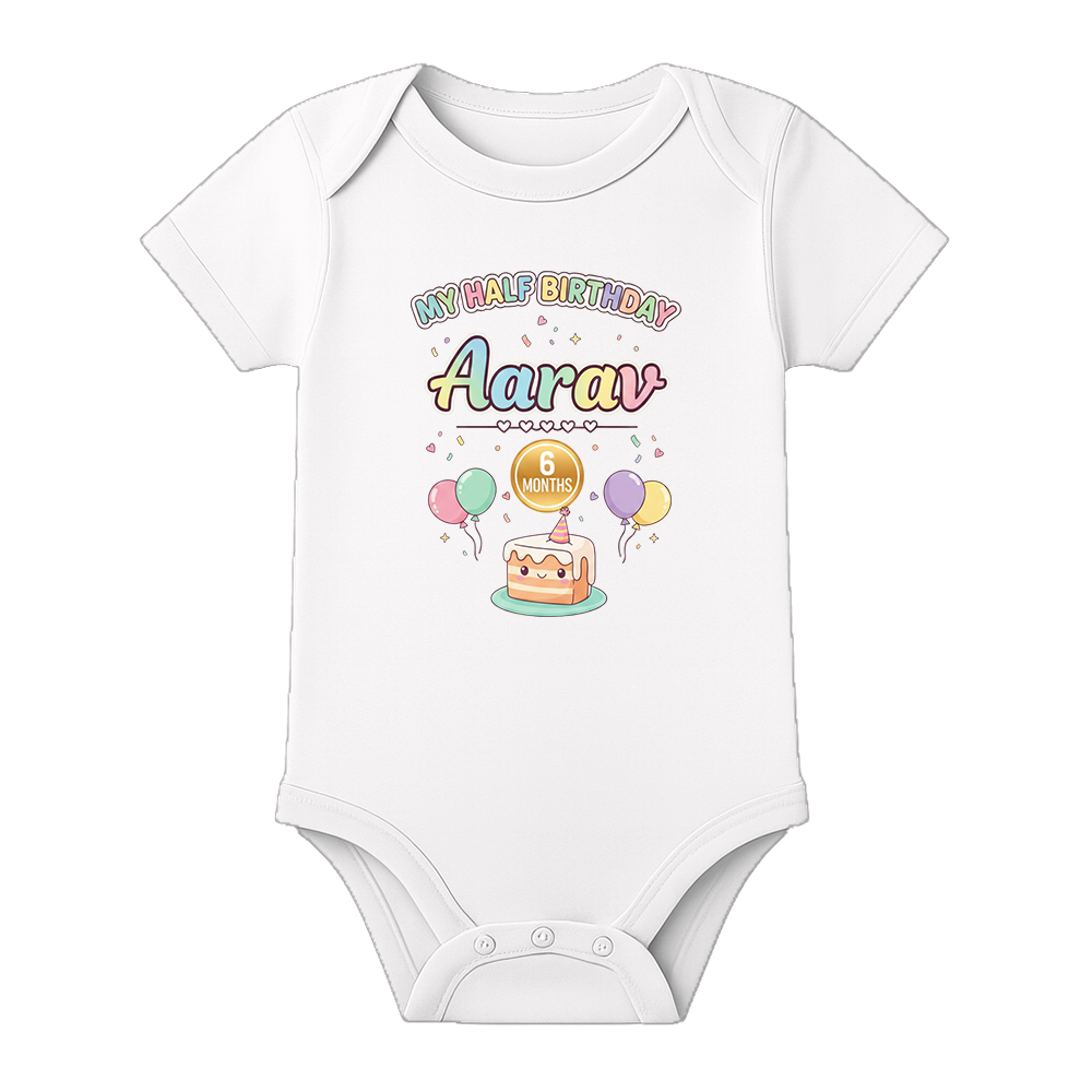 Half Birthday Custom Name Baby Bodysuit