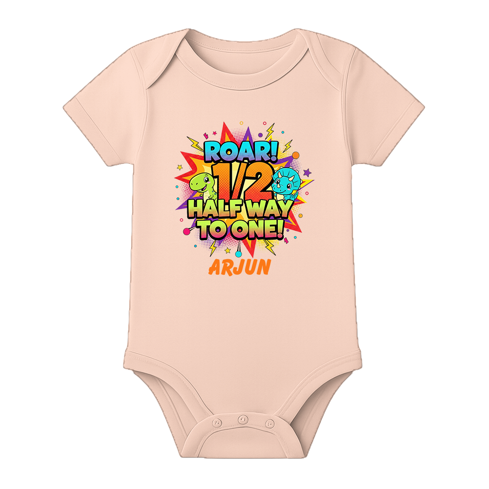 Half Birthday Baby Boy Onesie Custom Name