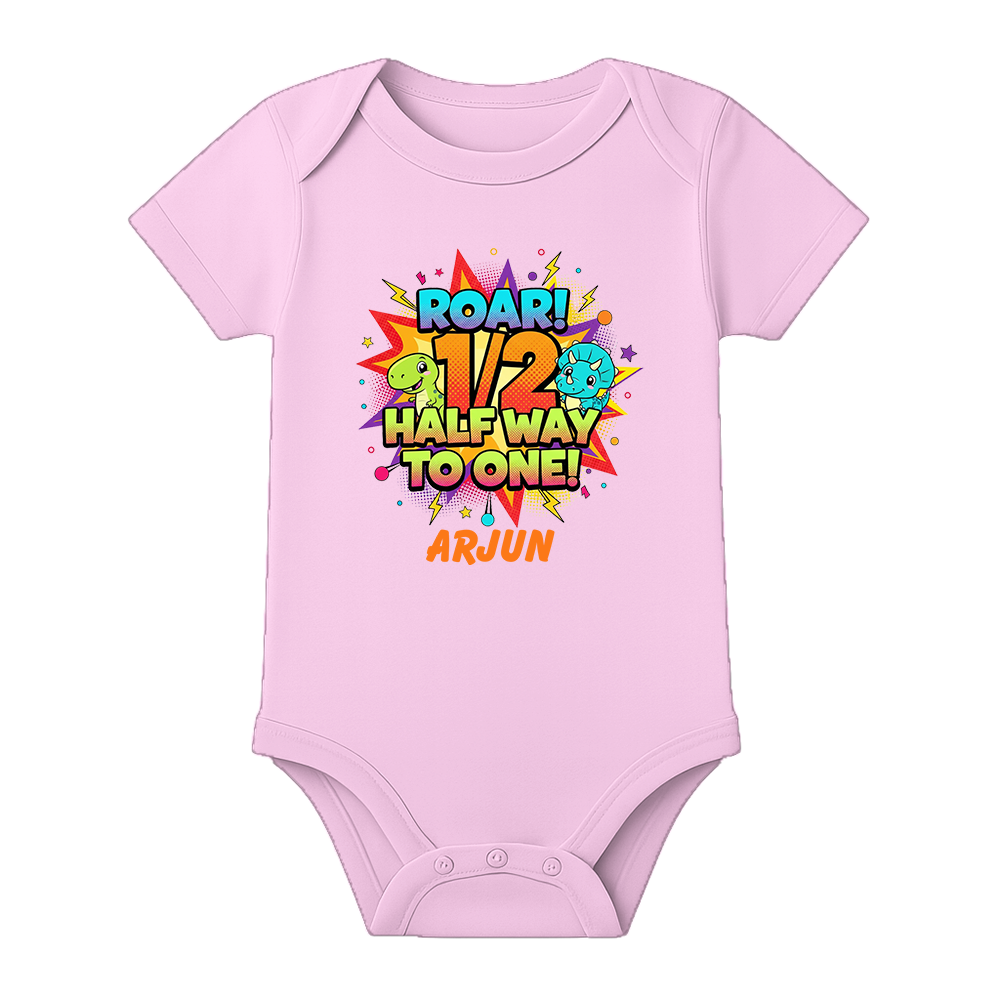Half Birthday Baby Boy Onesie Custom Name