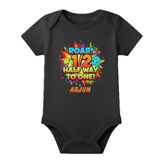 Half Birthday Baby Boy Onesie Custom Name