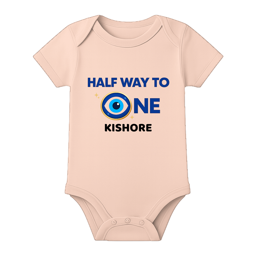 Half Birthday Theme Baby Romper with Name